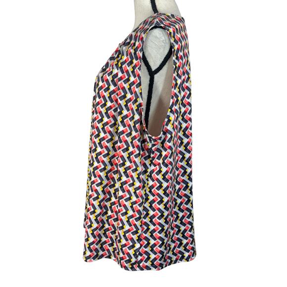Liz Claiborne 2X-Large Top Geometric Pleated Round Neck Keyhole Sleeveless Multi - Picture 5 of 7